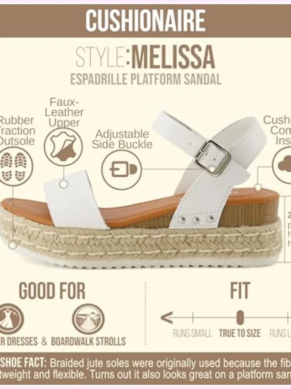 Espadrille Platform Sandals with Adjustable Ankle Strap Memory Foam Insole